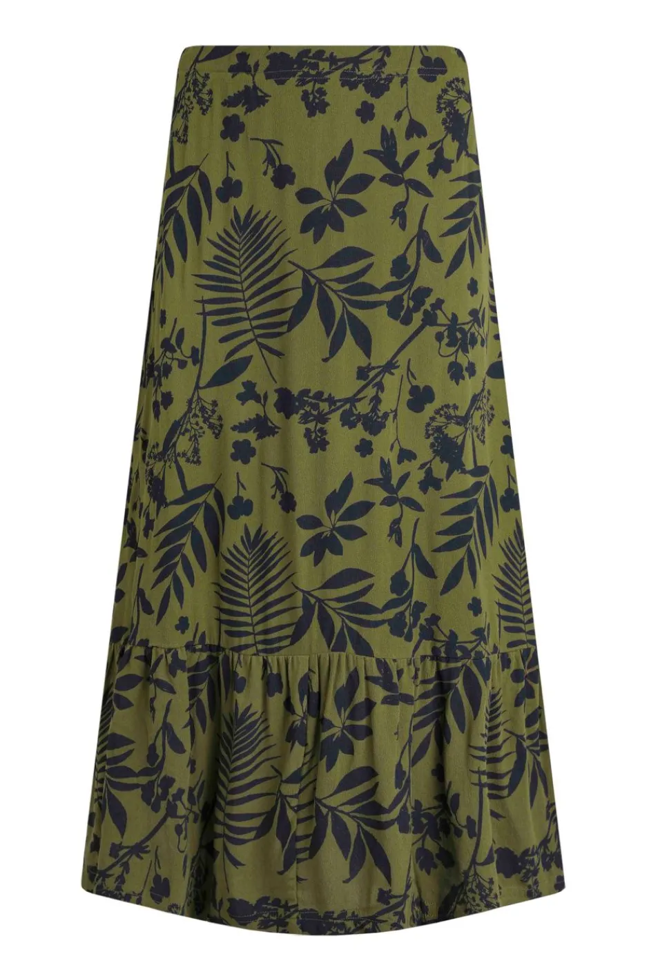 Weird Fish Skirts|Minerve Lenzing™ EcoVero™ Viscose Printed Midi Skirt Olive Green