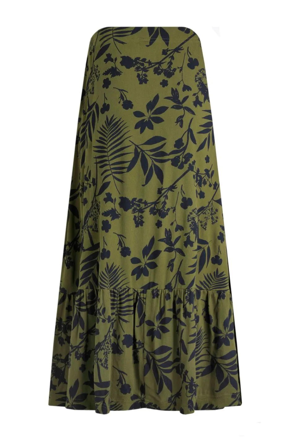 Weird Fish Skirts|Minerve Lenzing™ EcoVero™ Viscose Printed Midi Skirt Olive Green