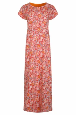 Weird Fish Dresses|Mirren Organic Cotton Printed Maxi Dress Tango Red