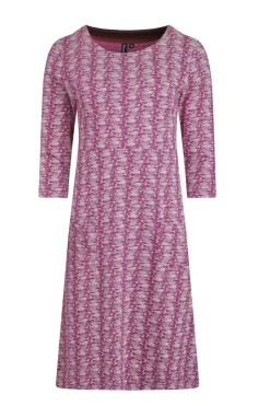 Weird Fish Dresses|Moondust Organic Cotton Printed Jersey Dress Dark Raspberry