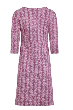 Weird Fish Dresses|Moondust Organic Cotton Printed Jersey Dress Dark Raspberry