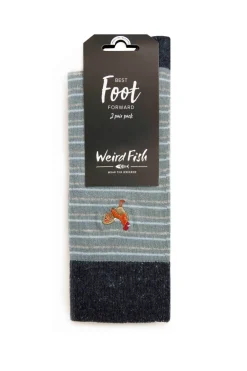 Weird Fish Socks & Underwear|Socks & Underwear|Moreton Socks 2 Pack Navy