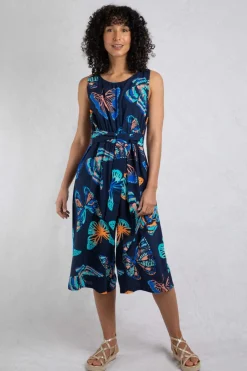 Weird Fish Dresses|Leggings|Nalani LivaEco™ Printed Viscose Jumpsuit Dark Blue