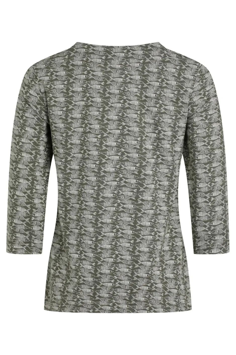 Weird Fish Tunics|Tops & T-Shirts|Nanaimo 3/4 Sleeve Organic Cotton Printed Top Dark Olive