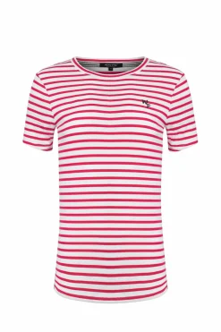 Weird Fish Tunics|Tops & T-Shirts|Natalie Organic Cotton Striped Crew Neck T-Shirt Crimson