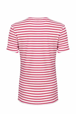 Weird Fish Tunics|Tops & T-Shirts|Natalie Organic Cotton Striped Crew Neck T-Shirt Crimson