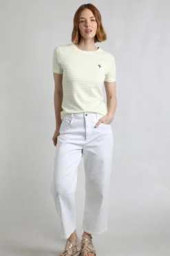 Weird Fish Tunics|Tops & T-Shirts|Natalie Organic Cotton Striped Crew Neck T-Shirt Lemon