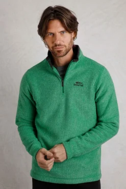 Weird Fish Fleece|Newark Eco 1/4 Zip Grid Fleece Dark Green