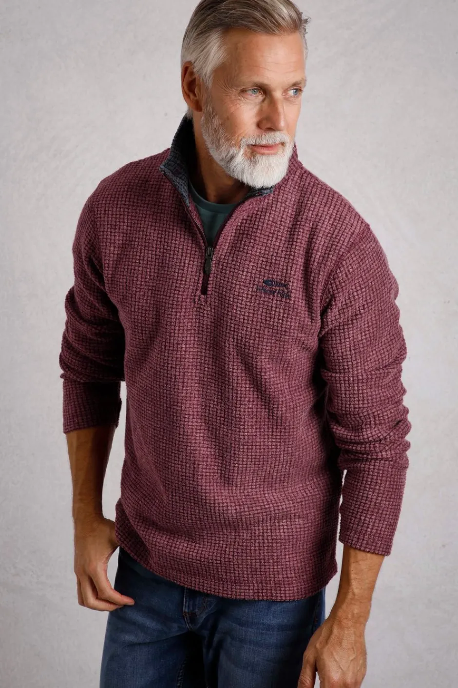 Weird Fish Fleece|Newark Eco 1/4 Zip Grid Fleece Garnet