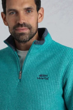 Weird Fish Fleece|Newark Eco 1/4 Zip Grid Fleece Viridis