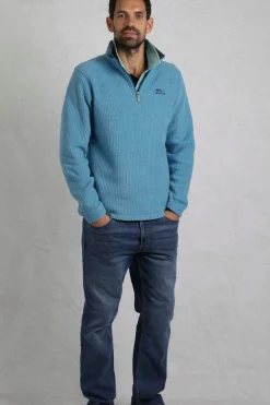 Weird Fish Fleece|Newark Eco 1/4 Zip Grid Fleece Sky Blue