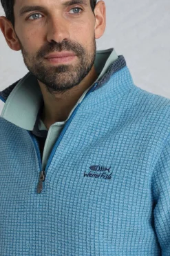 Weird Fish Fleece|Newark Eco 1/4 Zip Grid Fleece Sky Blue