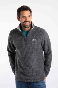 Weird Fish Fleece|Newark Eco 1/4 Zip Grid Fleece Washed Black