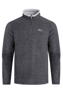 Weird Fish Fleece|Newark Eco 1/4 Zip Grid Fleece Washed Black