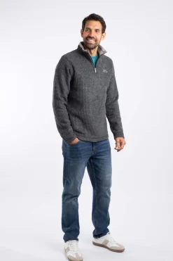 Weird Fish Fleece|Newark Eco 1/4 Zip Grid Fleece Washed Black