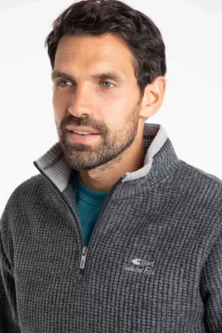 Weird Fish Fleece|Newark Eco 1/4 Zip Grid Fleece Washed Black