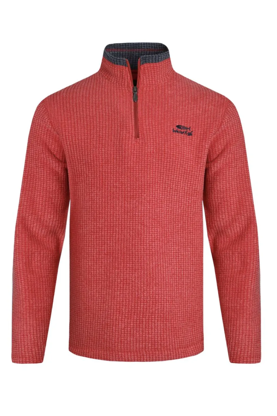 Weird Fish Fleece|Newark Eco 1/4 Zip Grid Fleece Barberry Red Marl