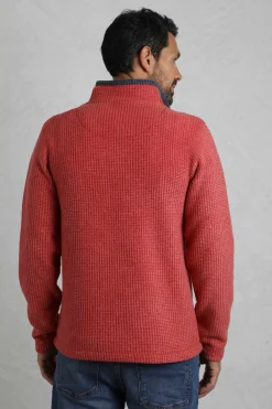 Weird Fish Fleece|Newark Eco 1/4 Zip Grid Fleece Barberry Red Marl
