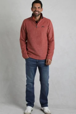 Weird Fish Fleece|Newark Eco 1/4 Zip Grid Fleece Paprika