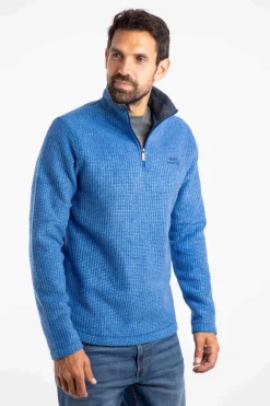 Weird Fish Fleece|Newark Eco 1/4 Zip Grid Fleece Blue