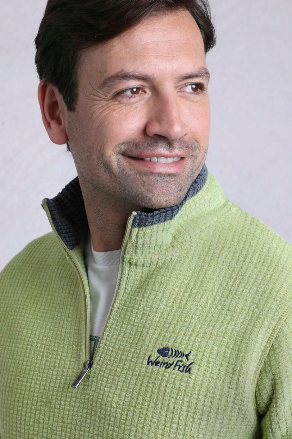Weird Fish Fleece|Newark Eco 1/4 Zip Grid Fleece Tarragon