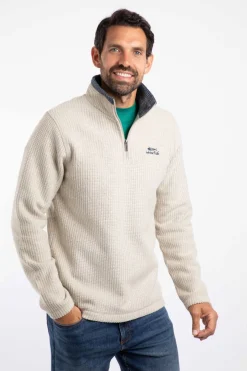 Weird Fish Fleece|Newark Eco 1/4 Zip Grid Fleece Ecru