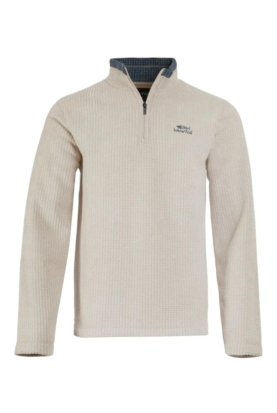 Weird Fish Fleece|Newark Eco 1/4 Zip Grid Fleece Ecru