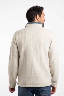 Weird Fish Fleece|Newark Eco 1/4 Zip Grid Fleece Ecru