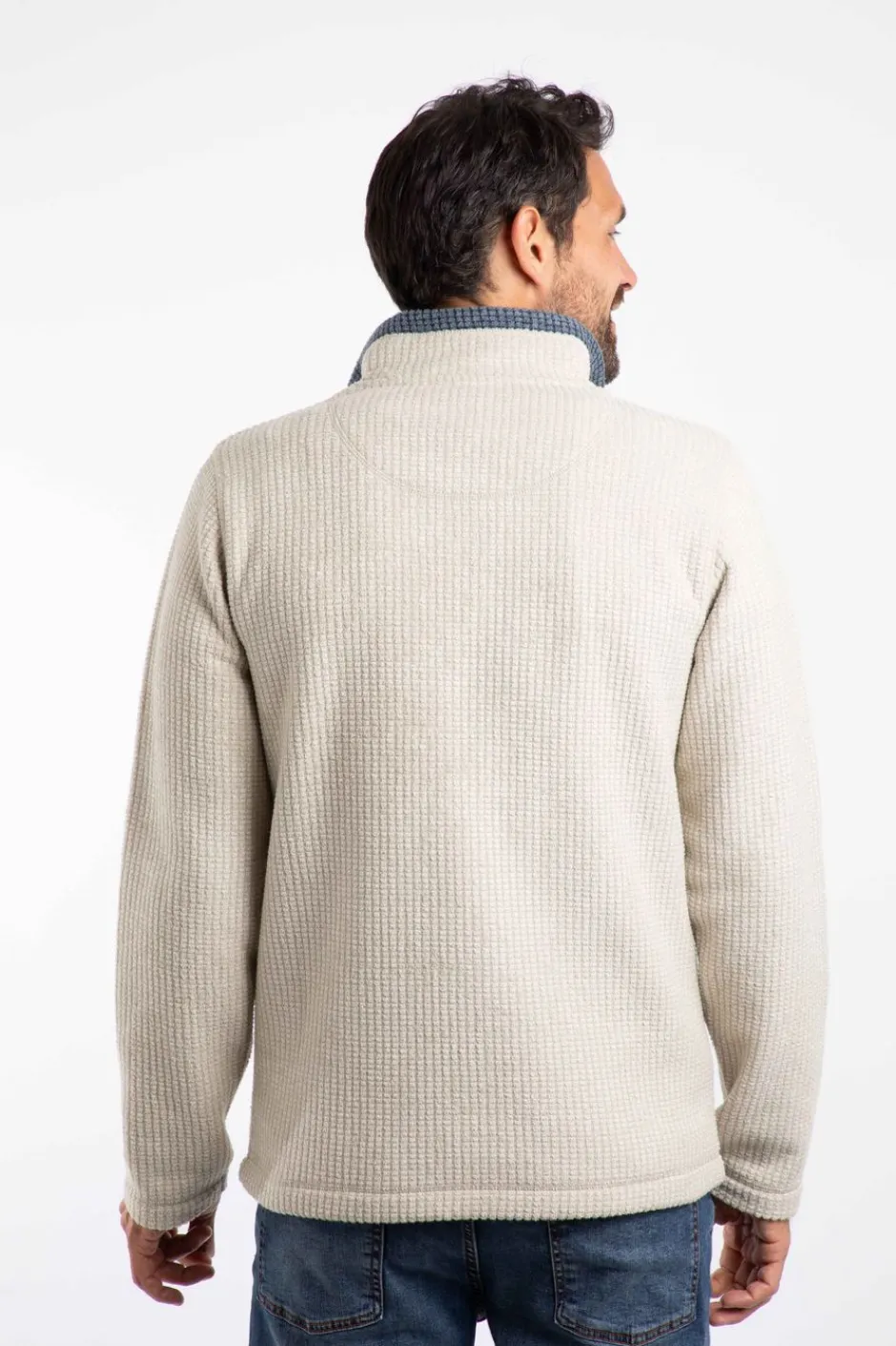 Weird Fish Fleece|Newark Eco 1/4 Zip Grid Fleece Ecru