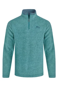 Weird Fish Fleece|Newark Eco 1/4 Zip Grid Fleece Leaf Green