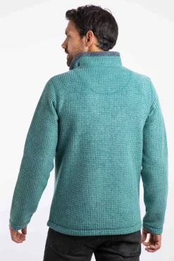 Weird Fish Fleece|Newark Eco 1/4 Zip Grid Fleece Leaf Green