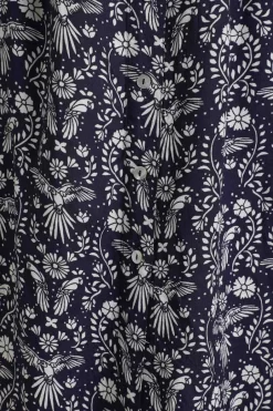 Weird Fish Skirts|Nina Livaeco™ Printed Viscose Midi Skirt Rich Navy