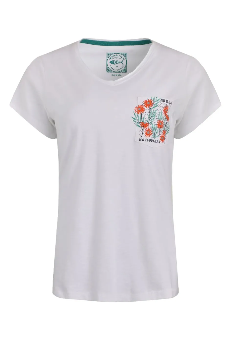 Weird Fish Tunics|Tops & T-Shirts|No Rain No Flowers Organic Cotton Slub Pocket T-Shirt White