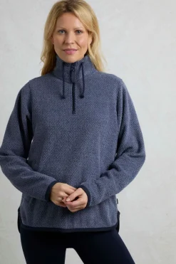 Weird Fish Fleece|Odina Eco 1/4 Zip Zig Zag Fleece Dark Blue