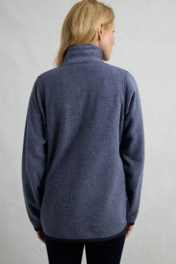 Weird Fish Fleece|Odina Eco 1/4 Zip Zig Zag Fleece Dark Blue