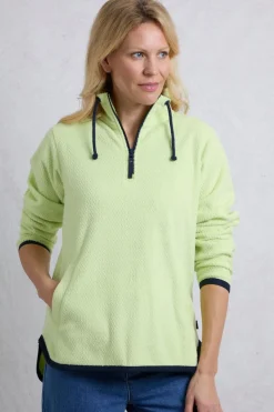 Weird Fish Fleece|Odina Eco 1/4 Zip Zig Zag Fleece Acid Lime
