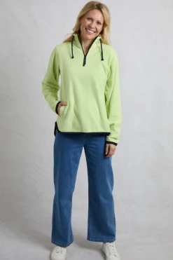 Weird Fish Fleece|Odina Eco 1/4 Zip Zig Zag Fleece Acid Lime