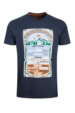 Weird Fish T-Shirts|On Tour Organic Cotton Front Print Graphic T-Shirt Navy