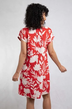 Weird Fish Dresses|Linen|Orlando Linen Rich Pocket Dress Radical Red