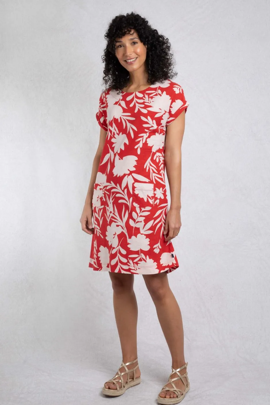 Weird Fish Dresses|Linen|Orlando Linen Rich Pocket Dress Radical Red