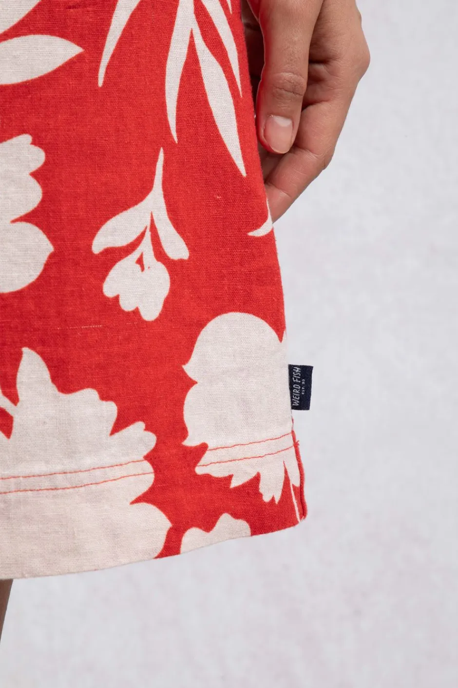 Weird Fish Dresses|Linen|Orlando Linen Rich Pocket Dress Radical Red