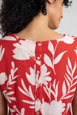 Weird Fish Dresses|Linen|Orlando Linen Rich Pocket Dress Radical Red