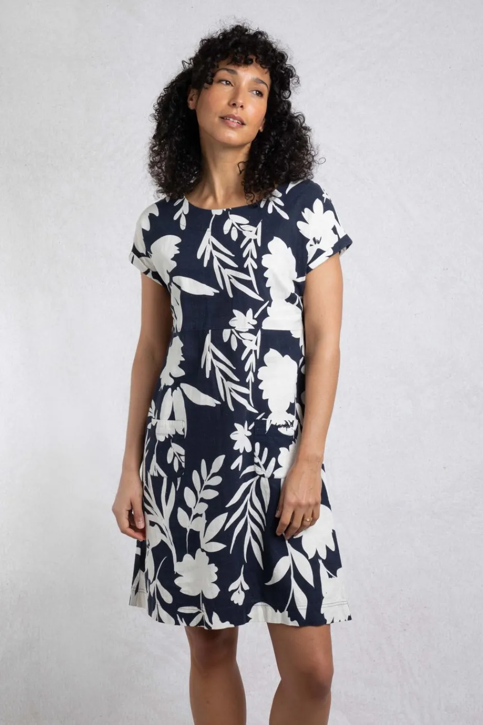 Weird Fish Dresses|Linen|Orlando Linen Rich Pocket Dress Nightshade