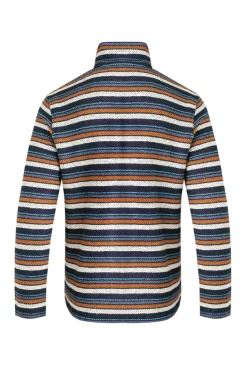 Weird Fish Sweatshirts & Hoodies|Oscar 1/4 Zip Stripe Kierra Eco Macaroni Navy