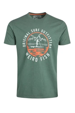 Weird Fish T-Shirts|Paddle Front Print Graphic T-Shirt Dusky Green