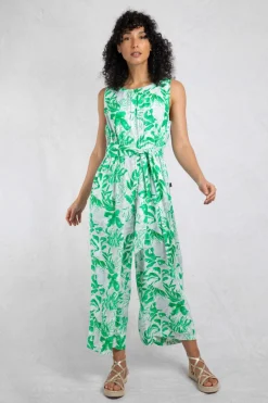 Weird Fish Dresses|Leggings|Padra Lenzing EcoVero™ Wide Leg Printed Jumpsuit Evergreen