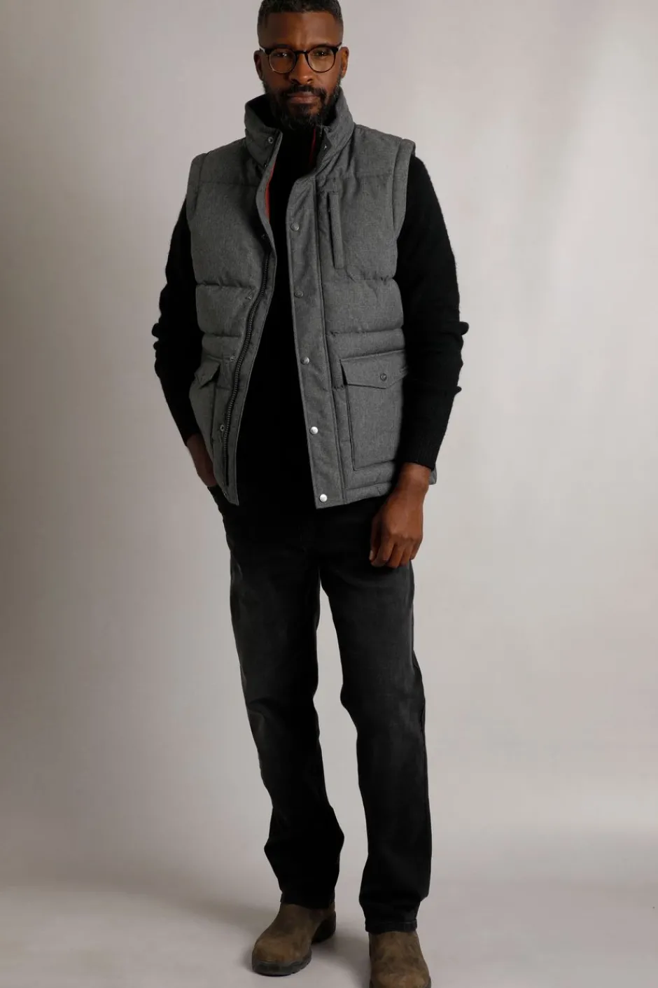 Weird Fish Coats, Jackets And Gilets|Padstow Houndstooth Puffer Gilet Anthracite