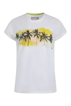Weird Fish Tunics|Tops & T-Shirts|Painterly Palm Organic Cotton Front Print T-Shirt White