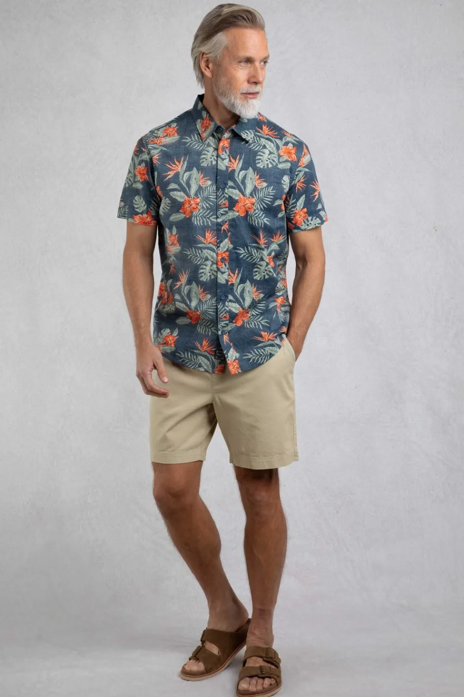 Weird Fish Shirts|Palm Short Sleeve Reverse Print Shirt Navy
