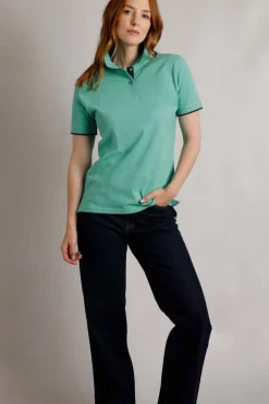 Weird Fish Tunics|Tops & T-Shirts|Pammie Organic Cotton Pique Polo Shirt Aqua Marine